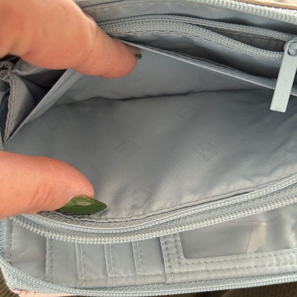 Vera Bradley Crossbody Wallet | Floral RFID Zip Wallet Bag Pink and Blue - Picture 15 of 16